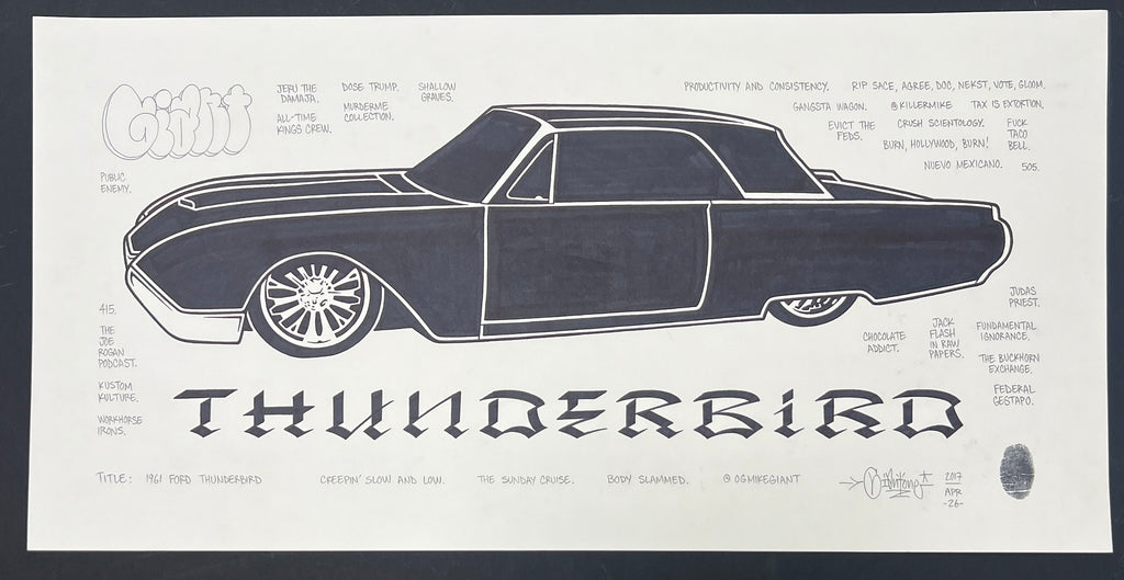 Mike Giant "1961 Thunderbird" Drawing