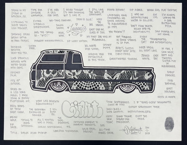 Mike Giant "Dodge A100 Pickup" Drawing