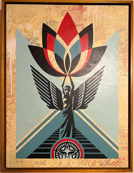 Shepard Fairey “Lotus Angel” (Print on Wood)